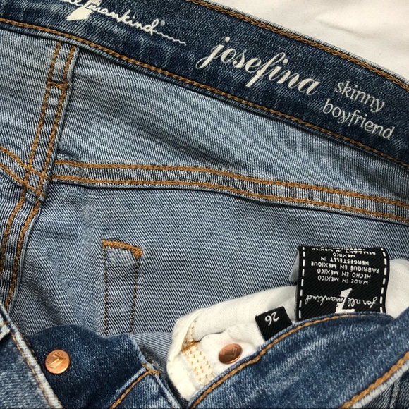 7 for all mankind Josefina skinny boyfriend ankle cropped distressed jeans 26 - Picture 4 of 5